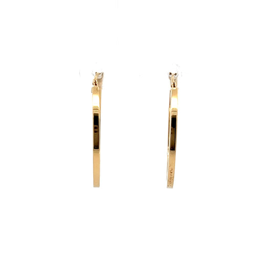 25mm Flat Edge Hoop Earrings in 14k Yellow Gold
