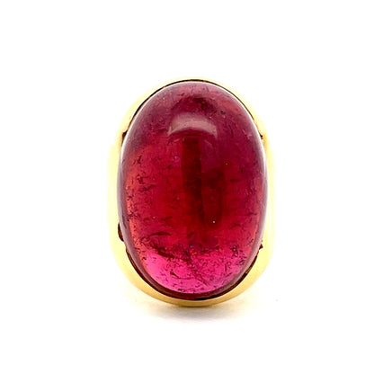 26.70 Cabochon Rubellite Tourmaline 18k Yellow Gold