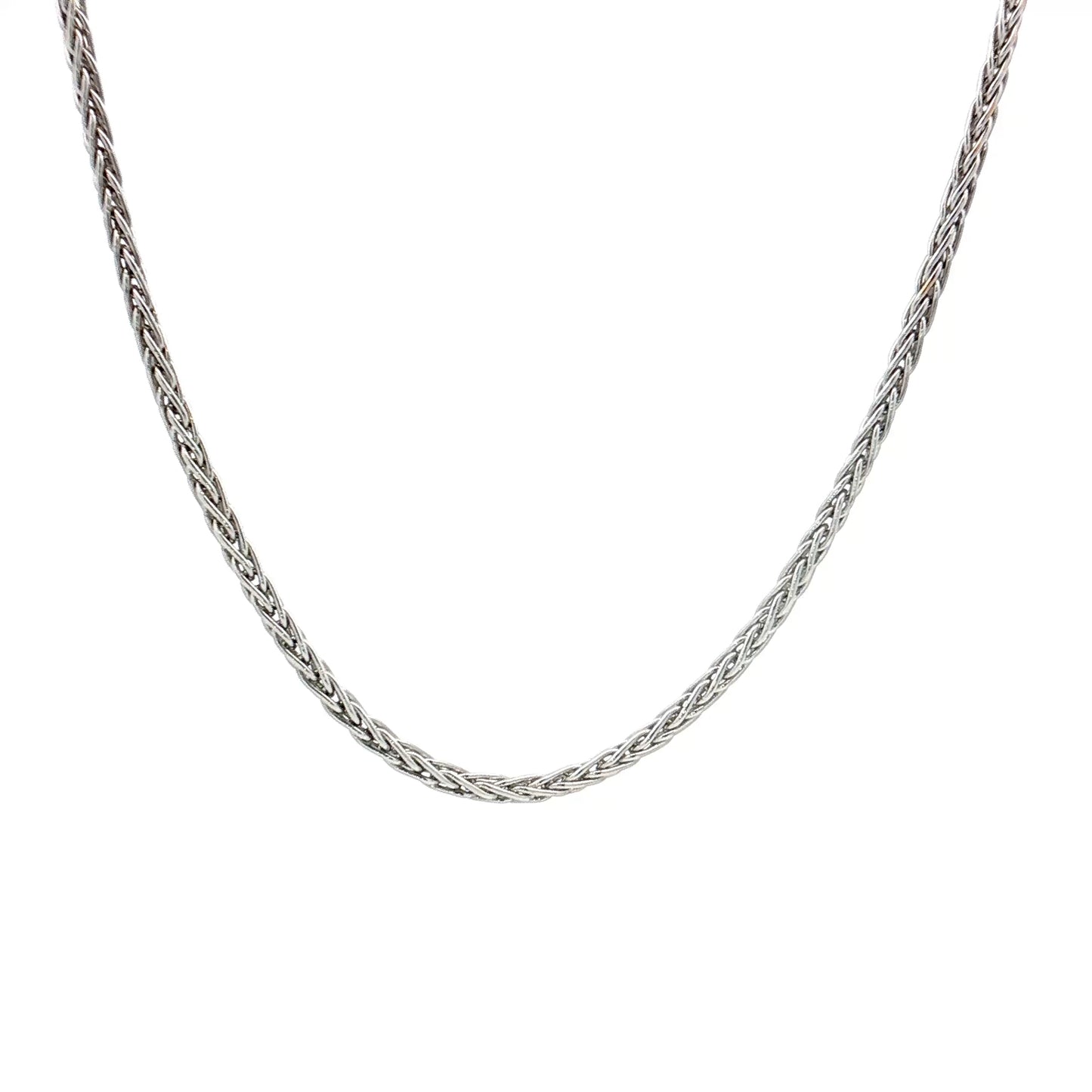 26" Wheat Chain Necklace 14k White Gold