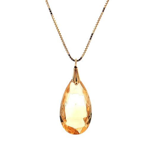 27.55 Pear Citrine Pendant Necklace 14k Yellow Gold