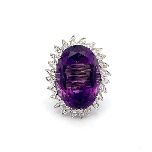 27.97 Amethyst & Diamond Cocktail Ring in 14k