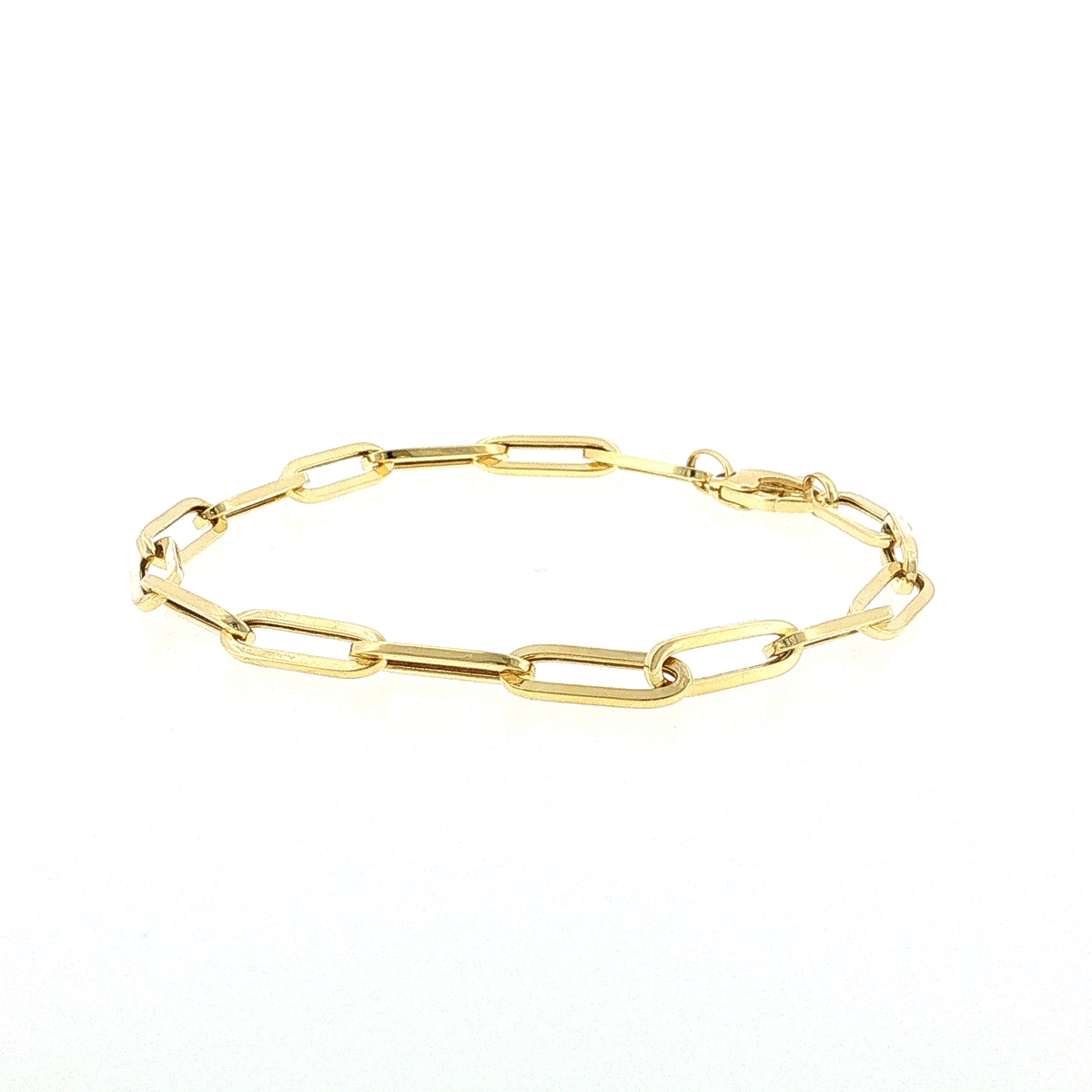7.5" Paperclip Chain Link Bracelet 14k Yellow Gold