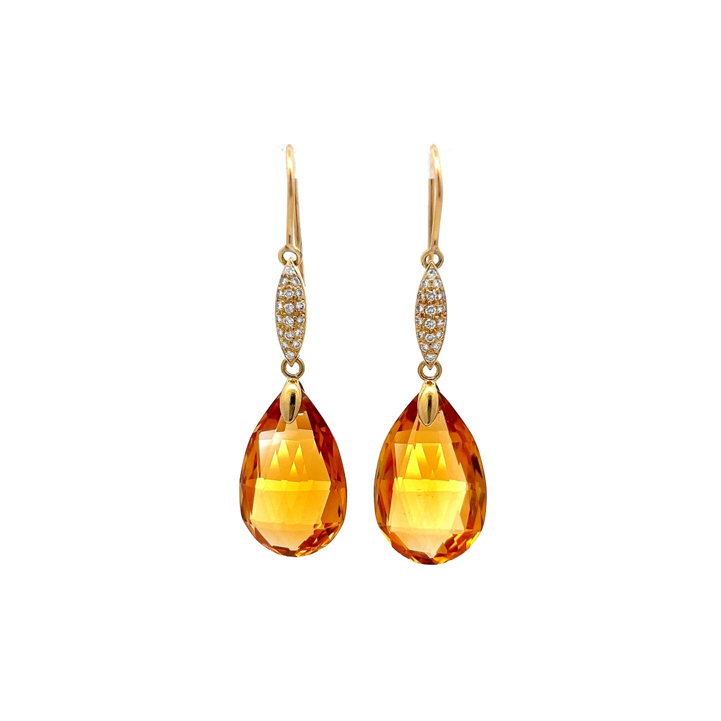 28.00 Briolette Citrine Drop Earrings in 18k