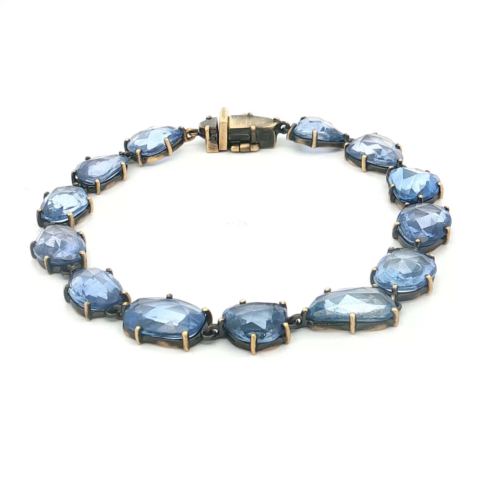28.42 Rose Cut Sapphire Bracelet 18k Yellow Gold