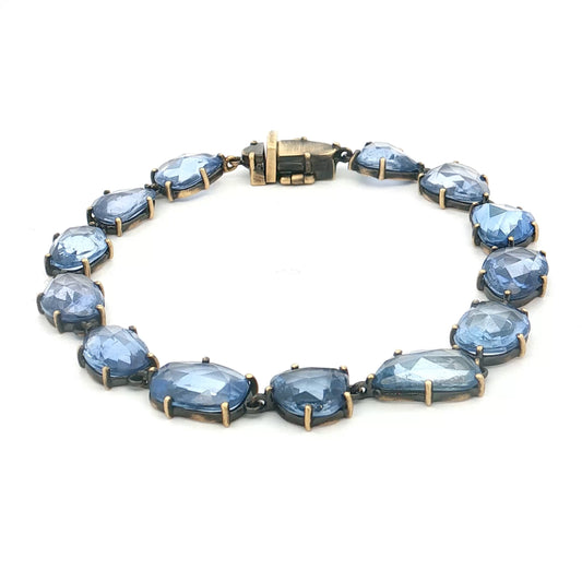28.42 Rose Cut Sapphire Bracelet 18k Yellow Gold