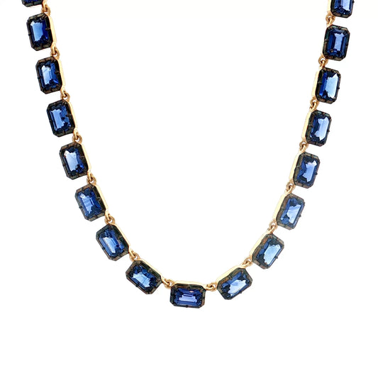 28 Carat Emerald Cut Sapphire Statement Necklace 18k
