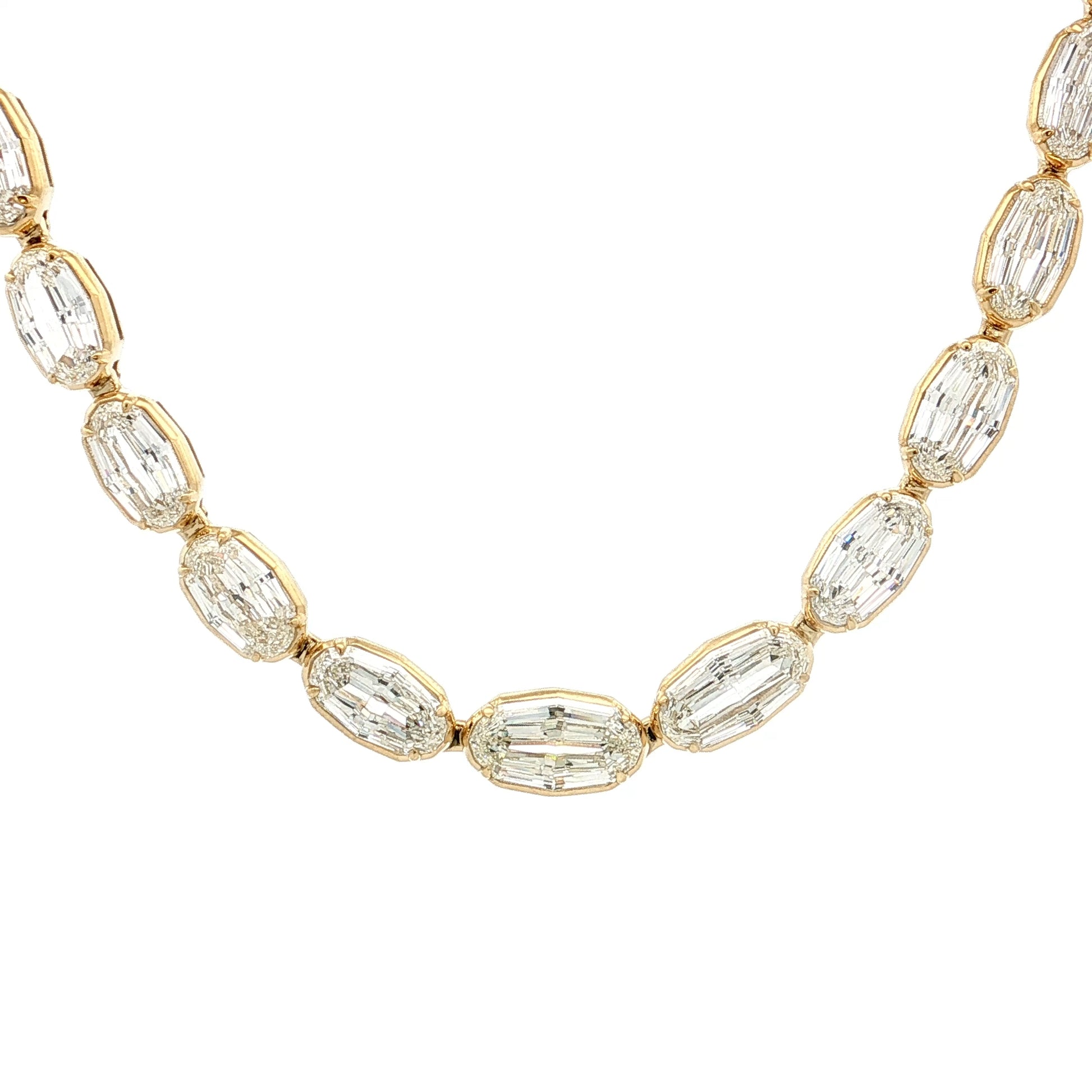 29.04 GIA Step Oval Diamond Tennis Necklace 18k