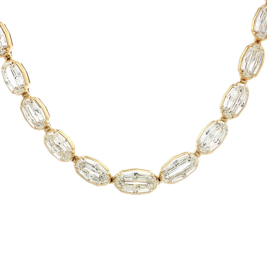 29.04 GIA Step Oval Diamond Tennis Necklace 18k