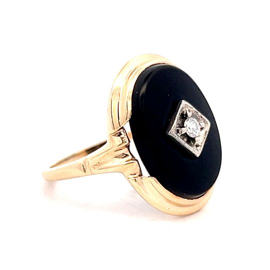 .06 Art Deco Diamond & Onyx Cocktail Ring in 10k