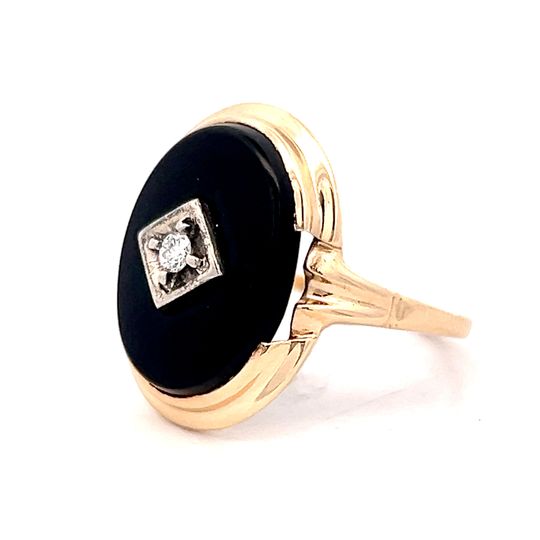 .06 Art Deco Diamond & Onyx Cocktail Ring in 10k