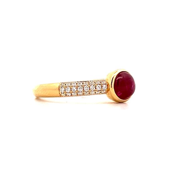 1.27 Bezel Ruby Stacking Ring in 18k Yellow Gold