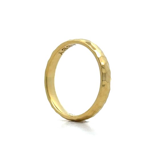 Hammered Finish Stacking Ring in 18k Yellow Gold