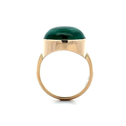 19.66 Cabochon Malachite Cocktail Ring in 14k Yellow Gold