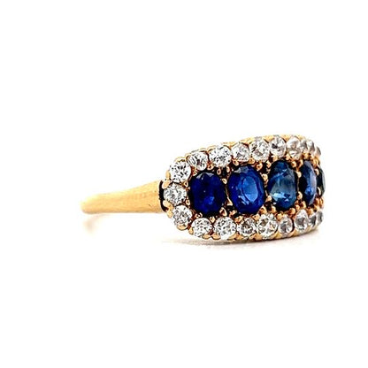 2.35 Victorian Sapphire & Diamond Ring in 18k Yellow Gold