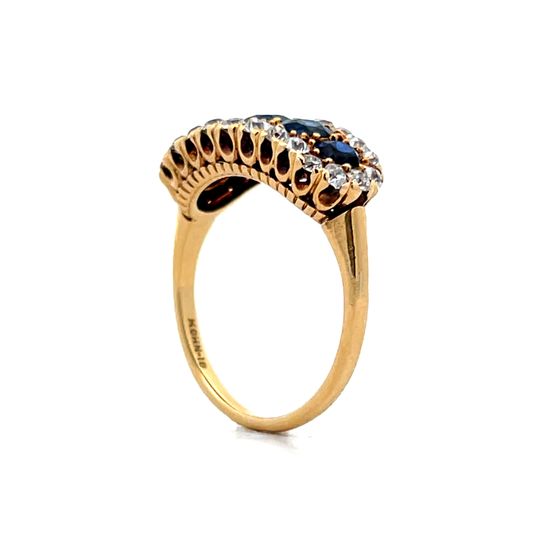 2.35 Victorian Sapphire & Diamond Ring in 18k Yellow Gold