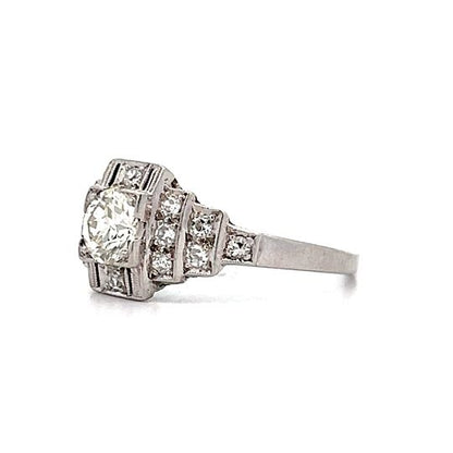 .66 Antique Deco Step Engagement Ring in Platinum