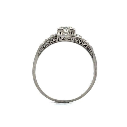 .66 Antique Deco Step Engagement Ring in Platinum