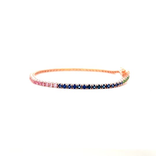 4.43 Rainbow Sapphire Bracelet in 14k Rose Gold