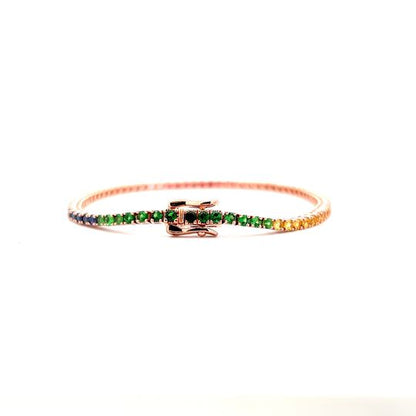 4.43 Rainbow Sapphire Bracelet in 14k Rose Gold