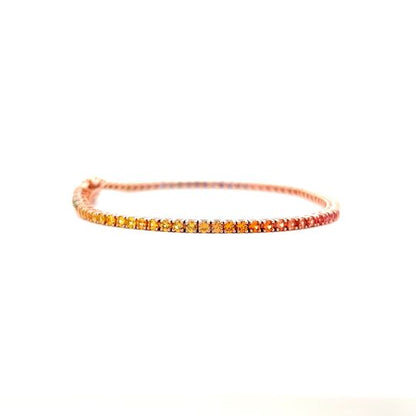 4.43 Rainbow Sapphire Bracelet in 14k Rose Gold