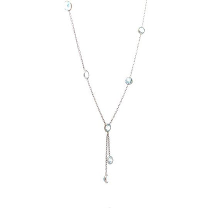 .25 Aquamarine Lariat Necklace in 14k White Gold