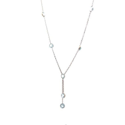 .25 Aquamarine Lariat Necklace in 14k White Gold