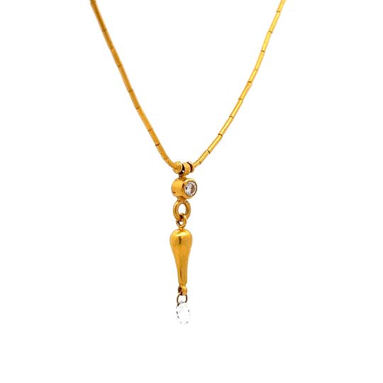 .68 Gerhan Briollette Diamond Pendant Necklace in 24k