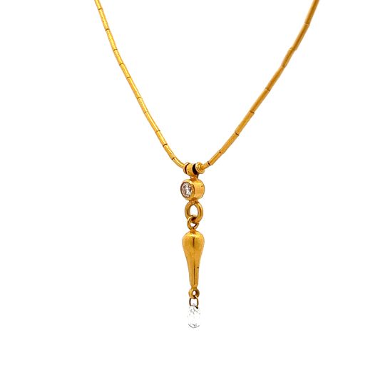 .68 Gerhan Briollette Diamond Pendant Necklace in 24k