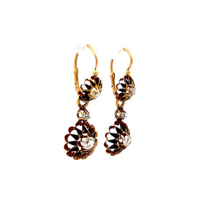 1.27 Victorian Day and Night Earrings in 18k Yellow Gold