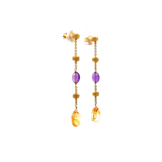 Marco Bicego Citrine & Amethyst Drop Earrings in 18k