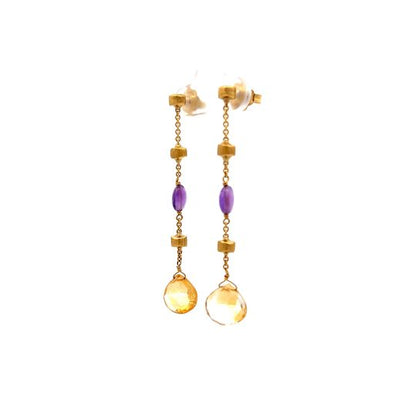 Marco Bicego Citrine & Amethyst Drop Earrings in 18k