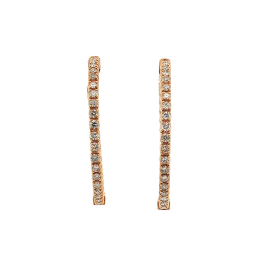 2 Carat Inside Out Diamond Hoop Earrings 14K