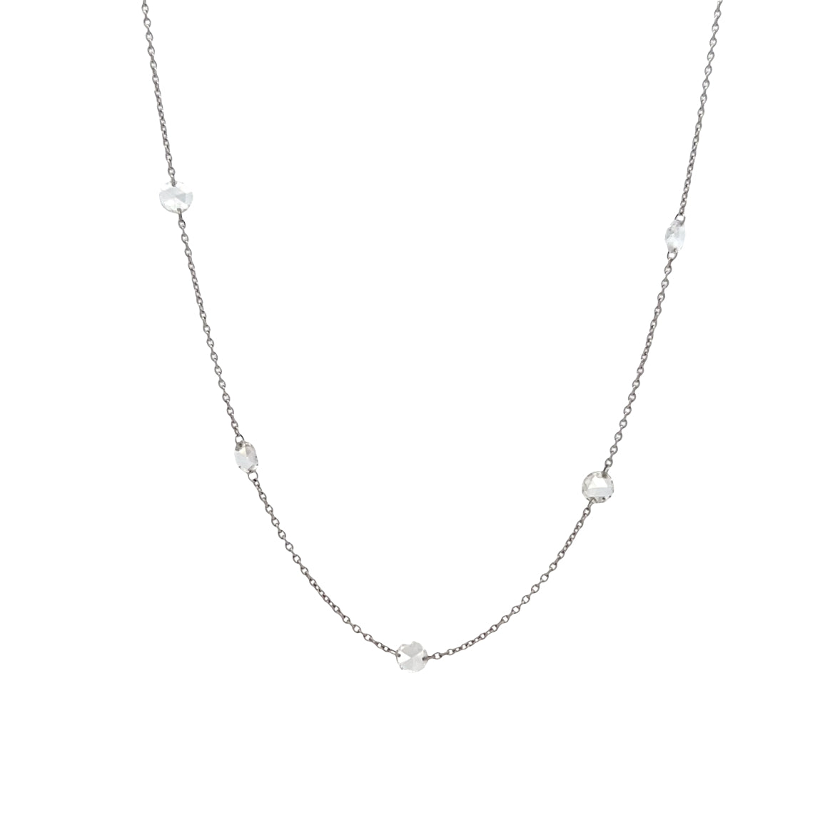 2 Carat Rose Cut Diamond Necklace in 18k