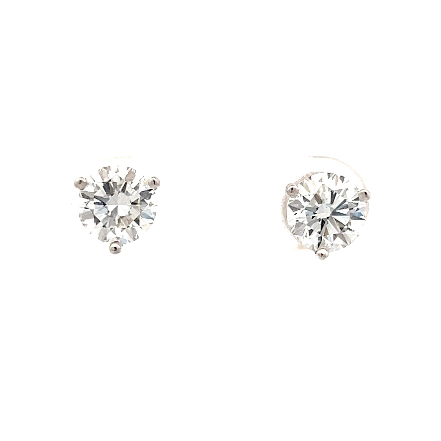 2 Carat Round Brilliant Diamond Stud Earrings in Platinum