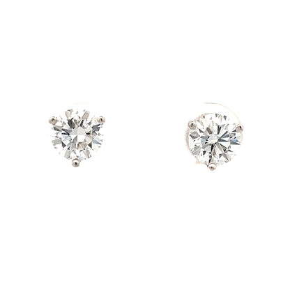 2 Carat Round Brilliant Diamond Stud Earrings in Platinum