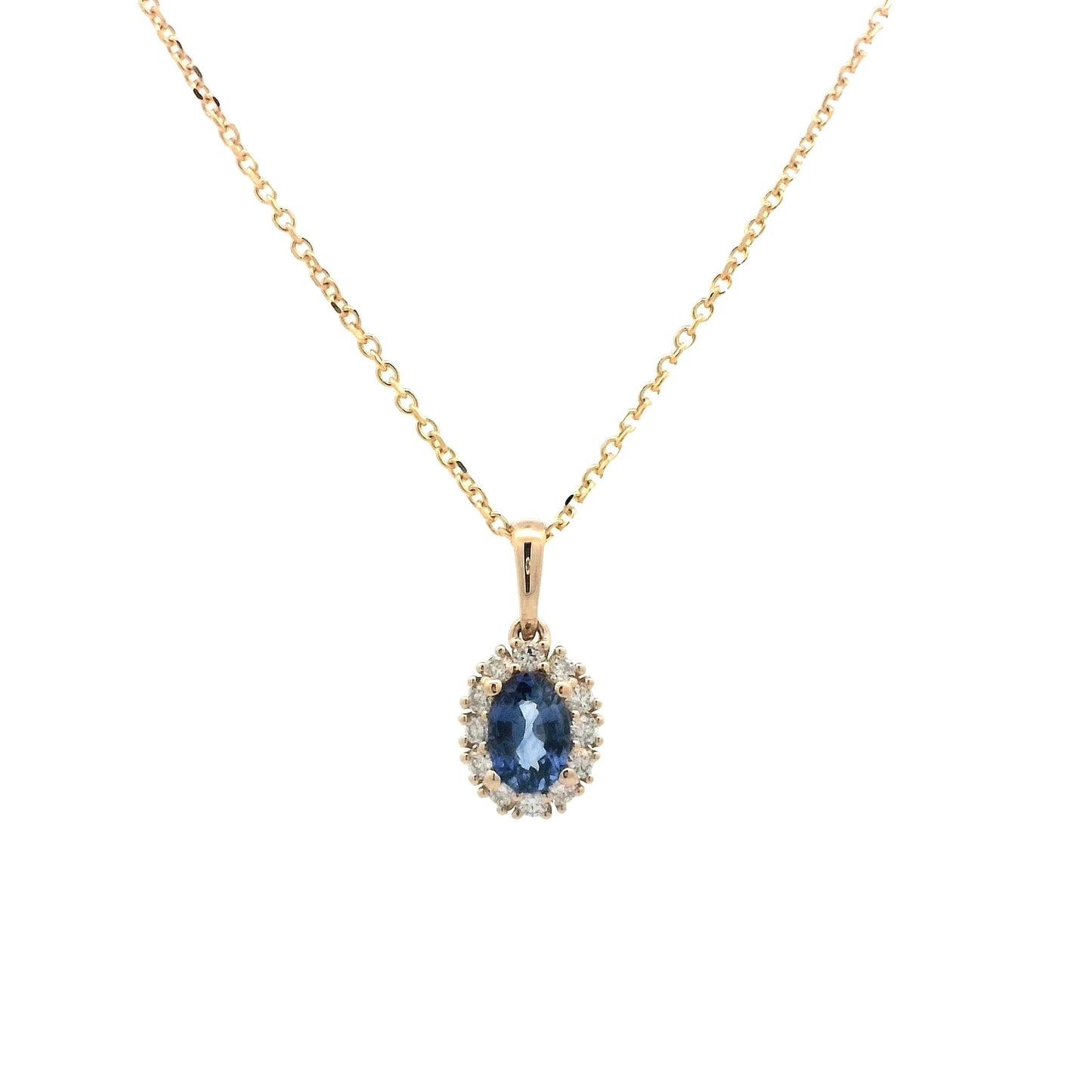.54 Blue Sapphire Oval Pendant Yellow Gold Necklace