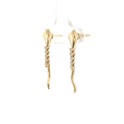 .17 Diamond Snake Drop Earrings 14k Yellow Gold