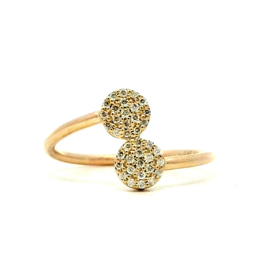 .14 Pave Diamond Toi Et Moi Ring in 14k Yellow Gold