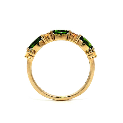 Tsavorite Garnet & Citrine Band in 14k Yellow Gold