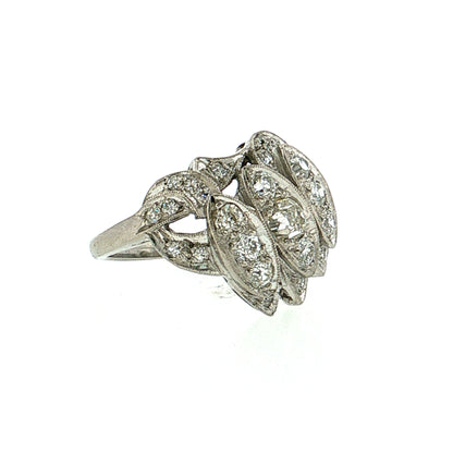 .25 Vintage Old European Diamond Cocktail Ring Palladium