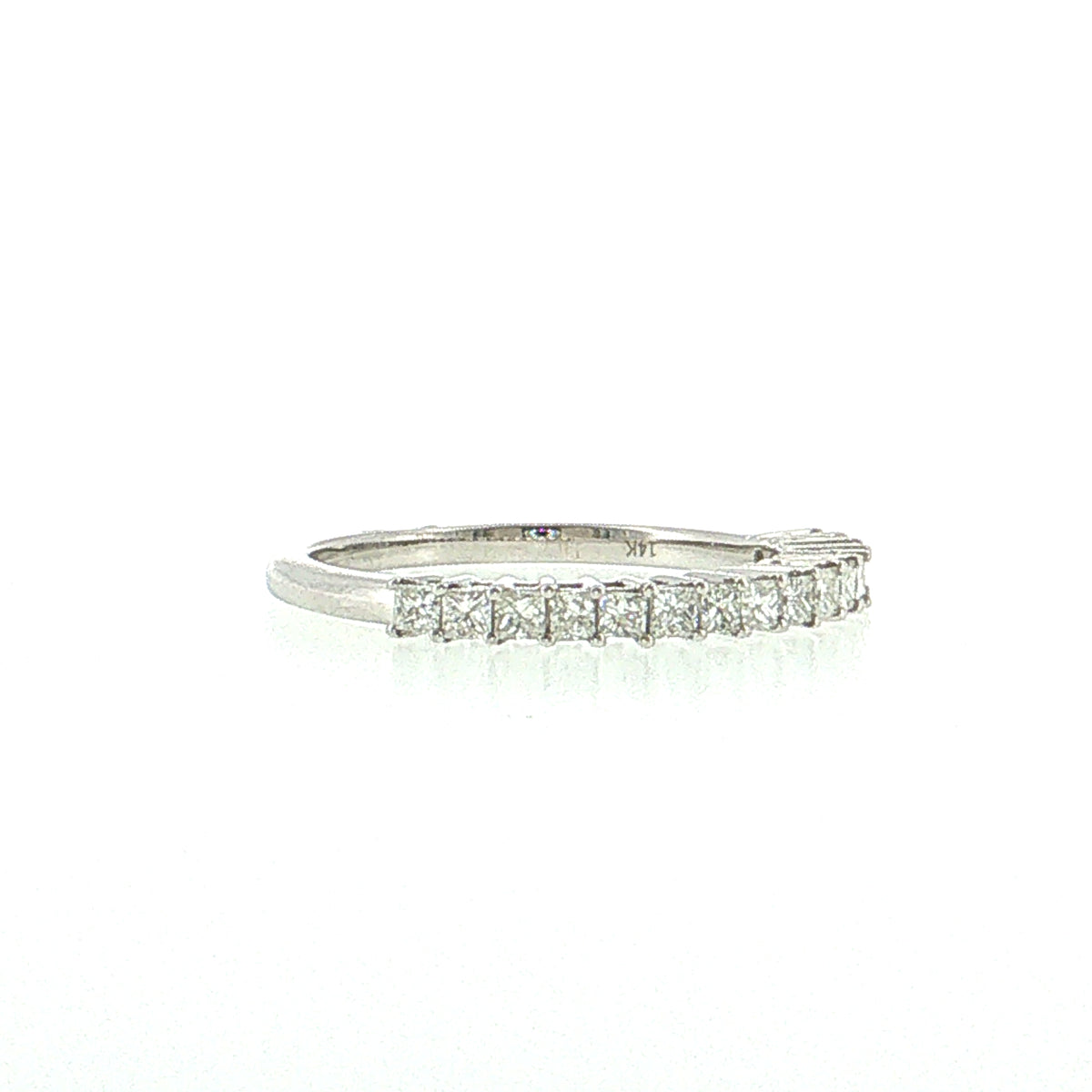.50 Princess Cut Diamond Wedding Band 14k White Gold
