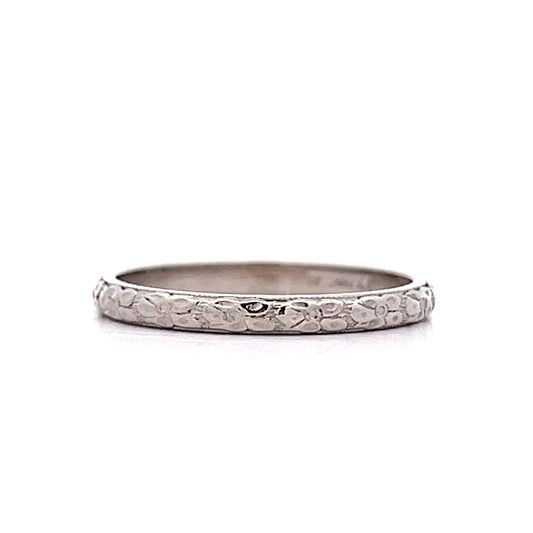 2mm Antique Deco Blossom Engraved Wedding Band in 14k