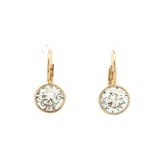 3.00 GIA Round Brilliant Diamond Drop Earrings 18k