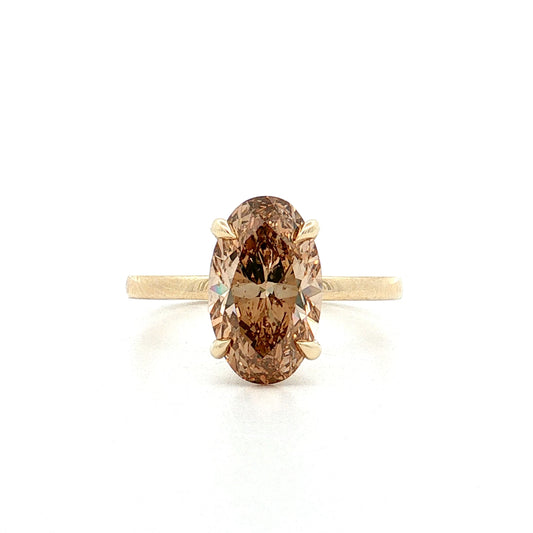 3.00 Moval Diamond Solitaire Engagement Ring 14k