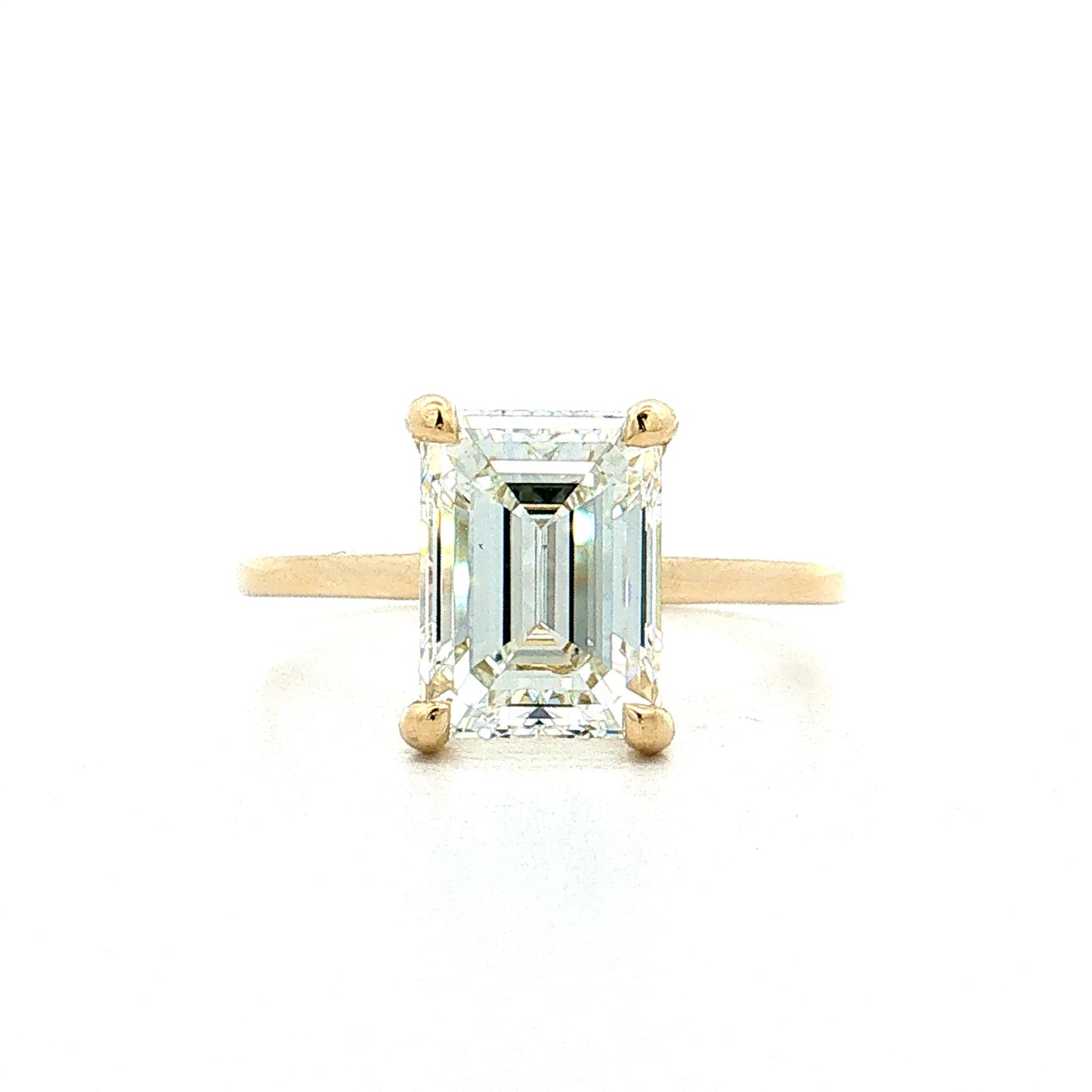 3.01 Emerald Cut Diamond Engagement Ring 14k