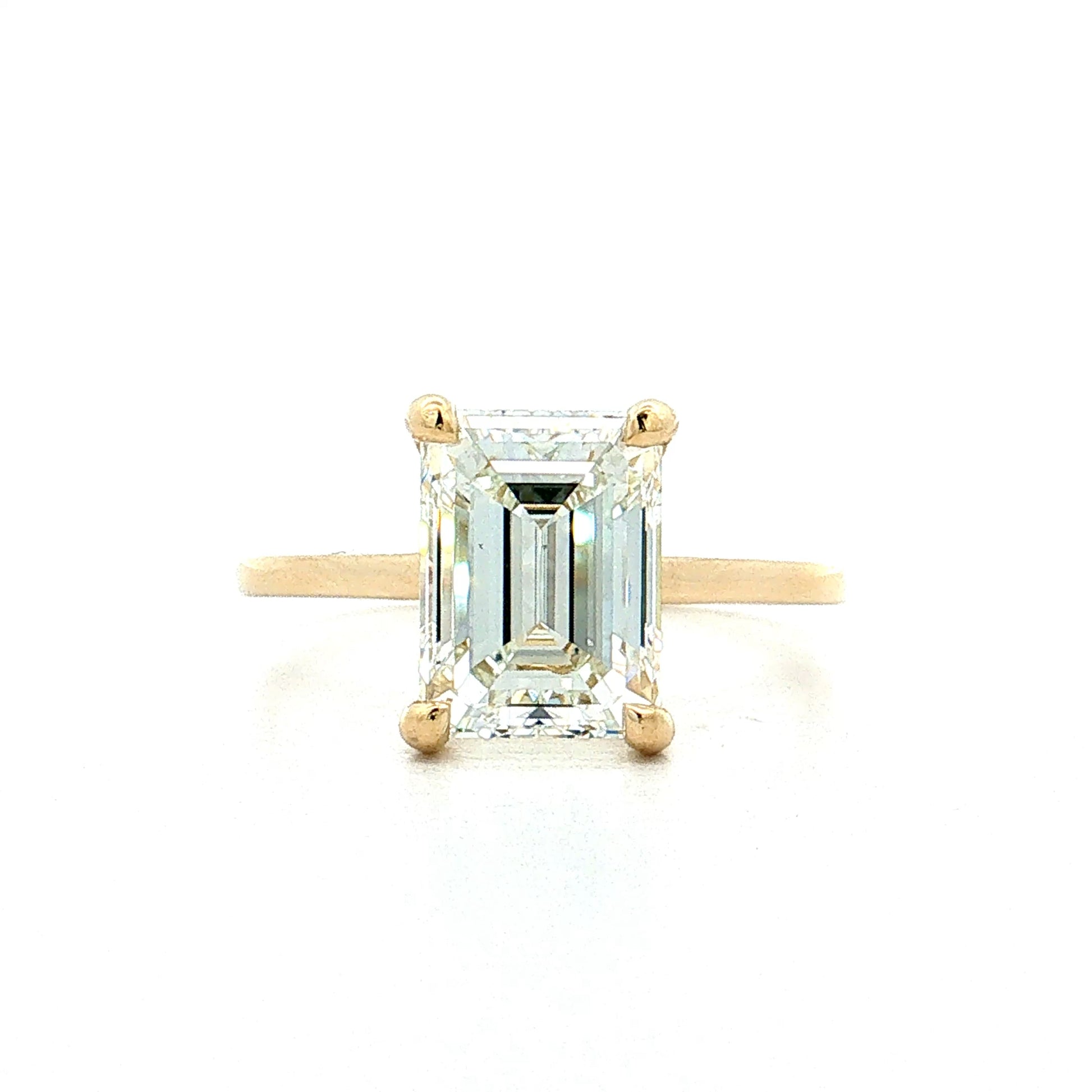 3.01 Emerald Cut Diamond Engagement Ring 14k