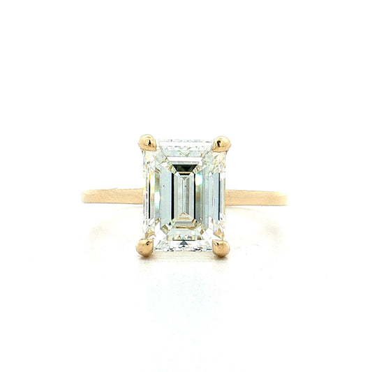 3.01 Emerald Cut Diamond Engagement Ring 14k