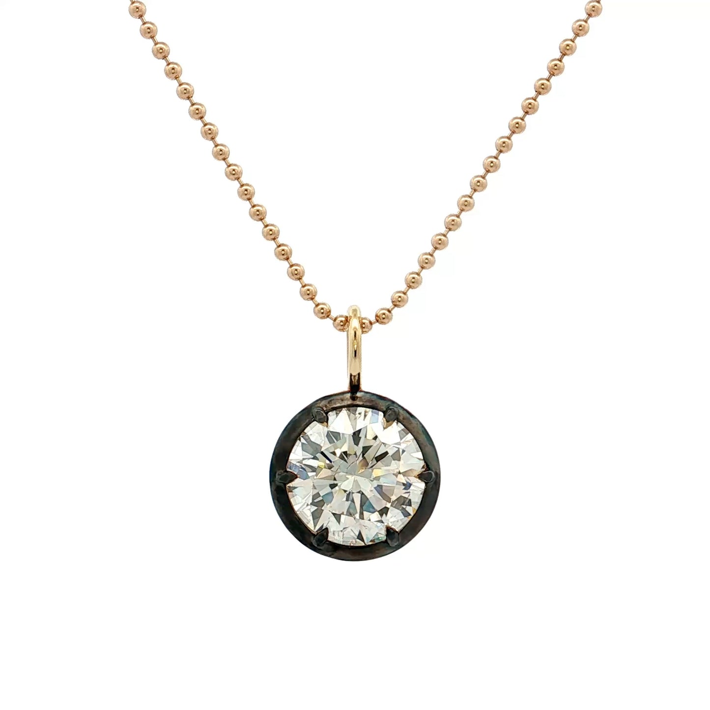 3.01 GIA Round Brilliant Diamond Pendant Necklace 18k