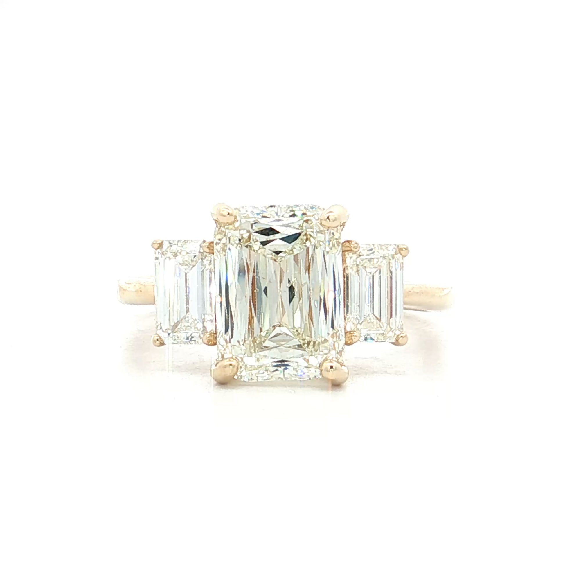 3.02 Ashoka Cut Diamond Engagement Ring 14k Yellow Gold