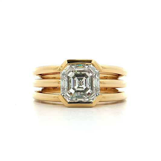 3.03 GIA Asscher Diamond Engagement Ring 18k